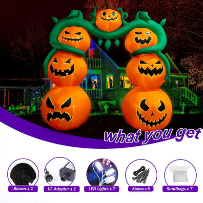 9 Ft Halloween Inflatable Pumpkin Archway Decoration LED Light up Giant Blow Up