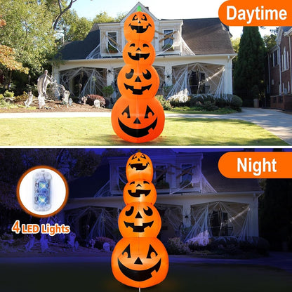 12FT Giant Halloween Inflatable Stacked Pumpkin Decoration, Halloween Blows up P