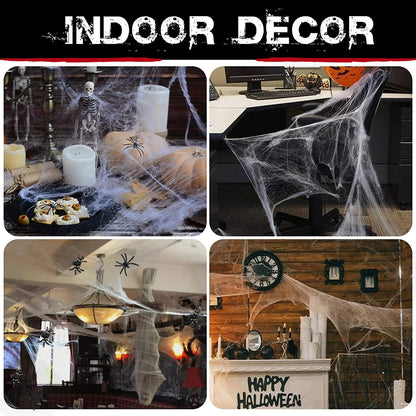 2 Packs Spider Web with Spiders Halloween Party Decoration Indoor Outdoor Scary