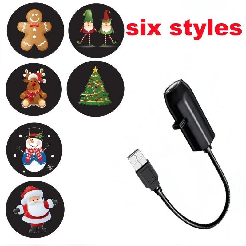 Halloween USB Projector Light Skull Nightlight Ghost LED Lamp 360Degree Rotating