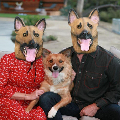 German Shepherd Dog Head Mask Latex Prop Costume Rubber Party Halloween Animal