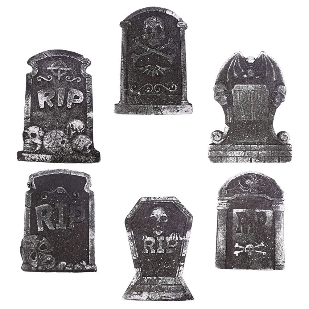 6 PCS Tombstone Decorations Outdoor Halloween Grave for Cemetery Yard Signs