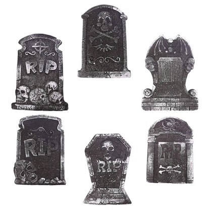 6 PCS Tombstone Decorations Outdoor Halloween Grave for Cemetery Yard Signs