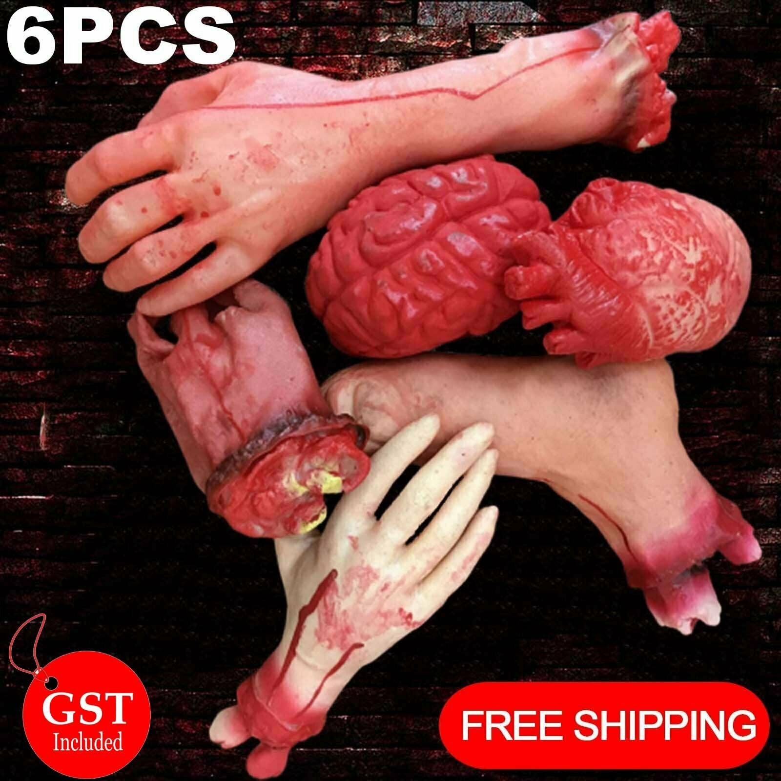 6X Halloween Scary Fake Bloody Arm Hand Tricky Foot Prop Horror Home Decoration