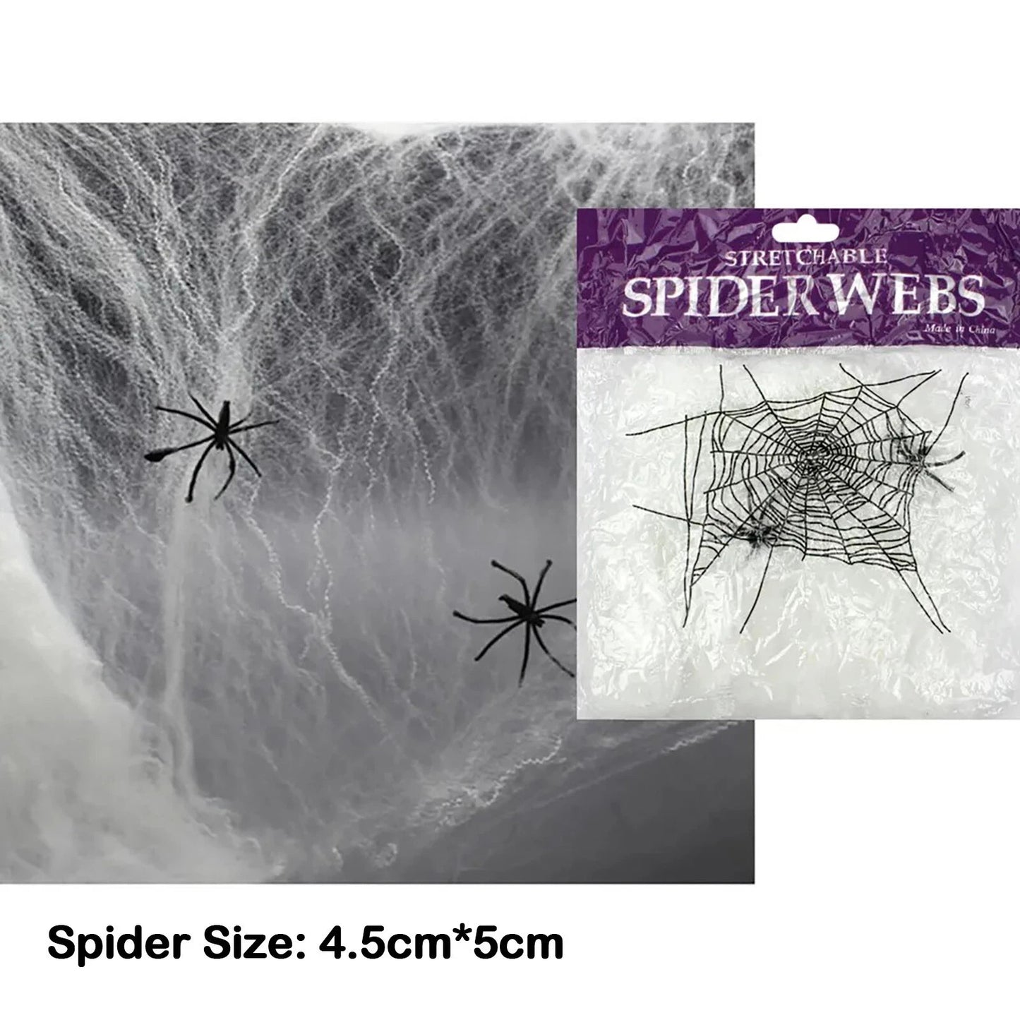 2 Packs Spider Web with Spiders Halloween Party Decoration Indoor Outdoor Scary
