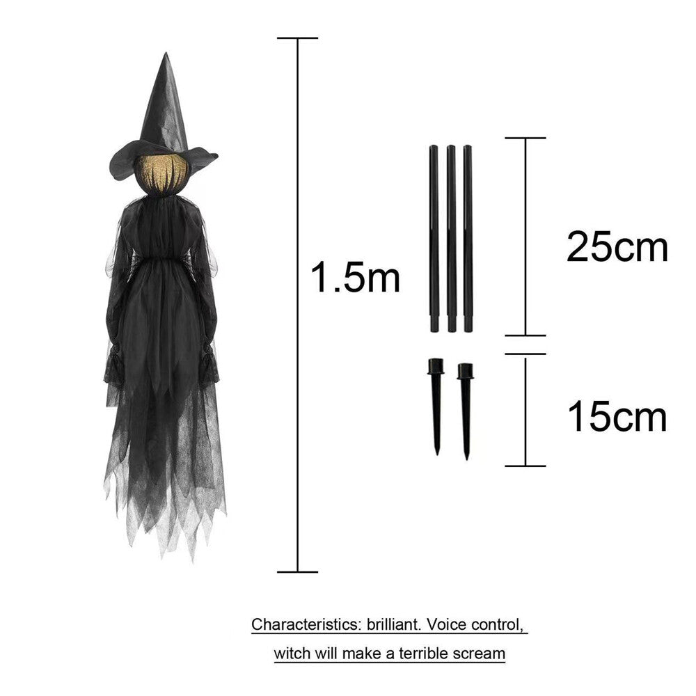 Halloween Light-Up Witches Holding Hands Screaming Garden Horror Props Decor New