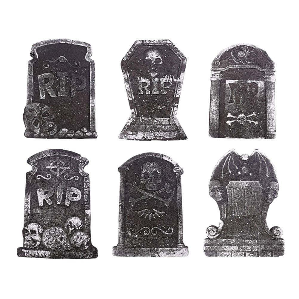 6 PCS Tombstone Decorations Outdoor Halloween Grave for Cemetery Yard Signs