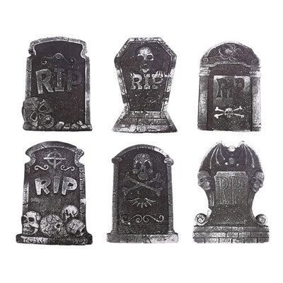 6 PCS Tombstone Decorations Outdoor Halloween Grave for Cemetery Yard Signs