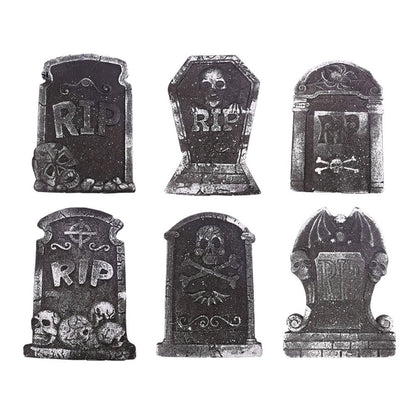 6 PCS Tombstone Decorations Outdoor Halloween Grave for Cemetery Yard Signs