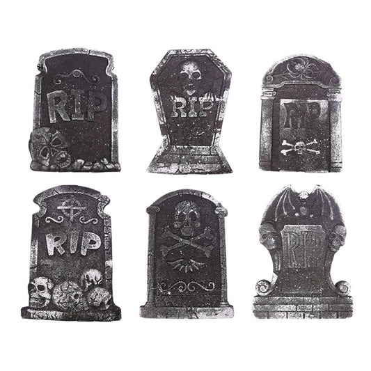 6 PCS Tombstone Decorations Outdoor Halloween Grave for Cemetery Yard Signs