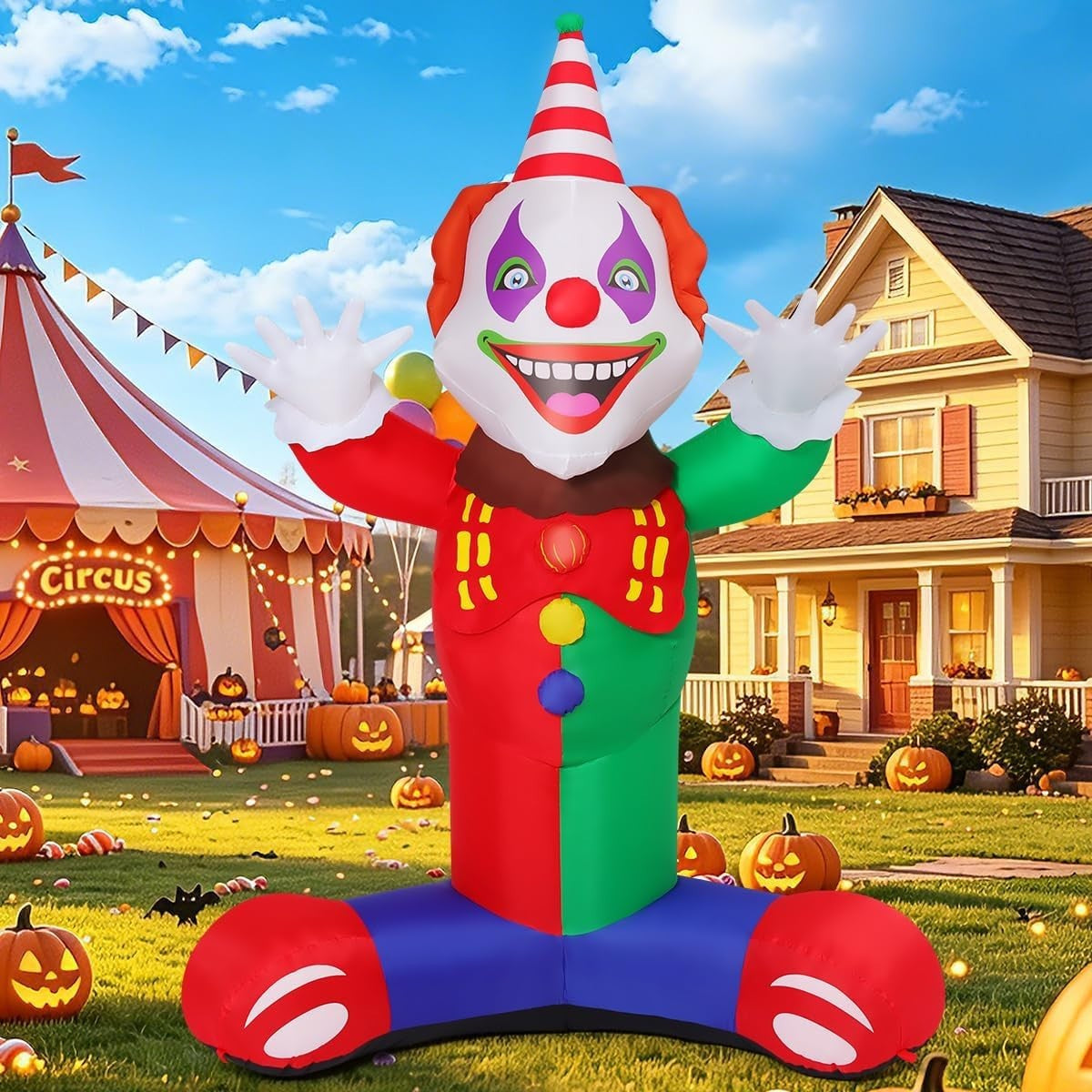 Halloween Inflatables Outdoor Decorations 6.2Ft Clown Blow up Yard Decoratio....