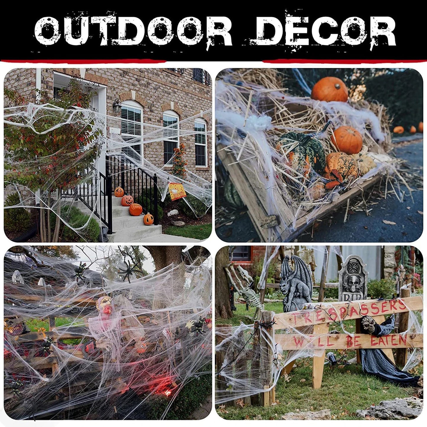 2 Packs Spider Web with Spiders Halloween Party Decoration Indoor Outdoor Scary