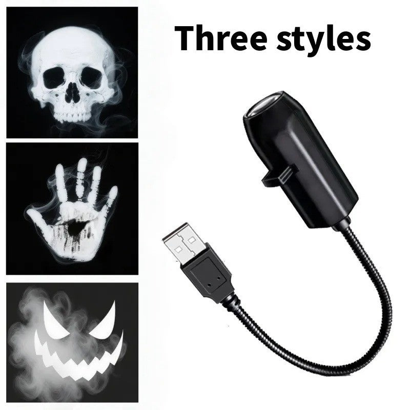 Halloween USB Projector Light Skull Nightlight Ghost LED Lamp 360Degree Rotating
