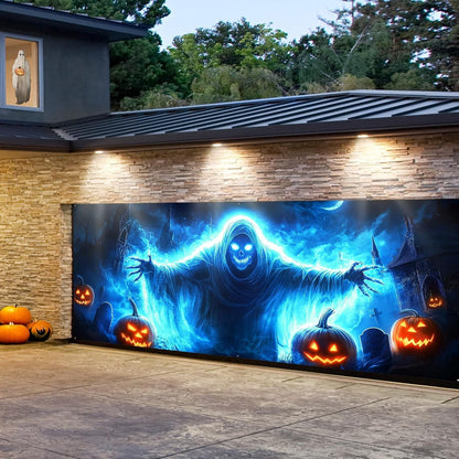 Halloween Garage Door Cover Decorations Large Scary Ghost Party Gate Backdrop AU