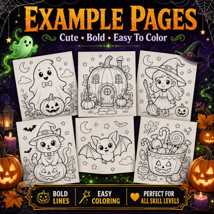 Spooky Coloring Book Bundle for Kids and Adults, 850+ Printable Pages PDF, Cozy Cute Witchy Halloween & Hygge Coloring Books