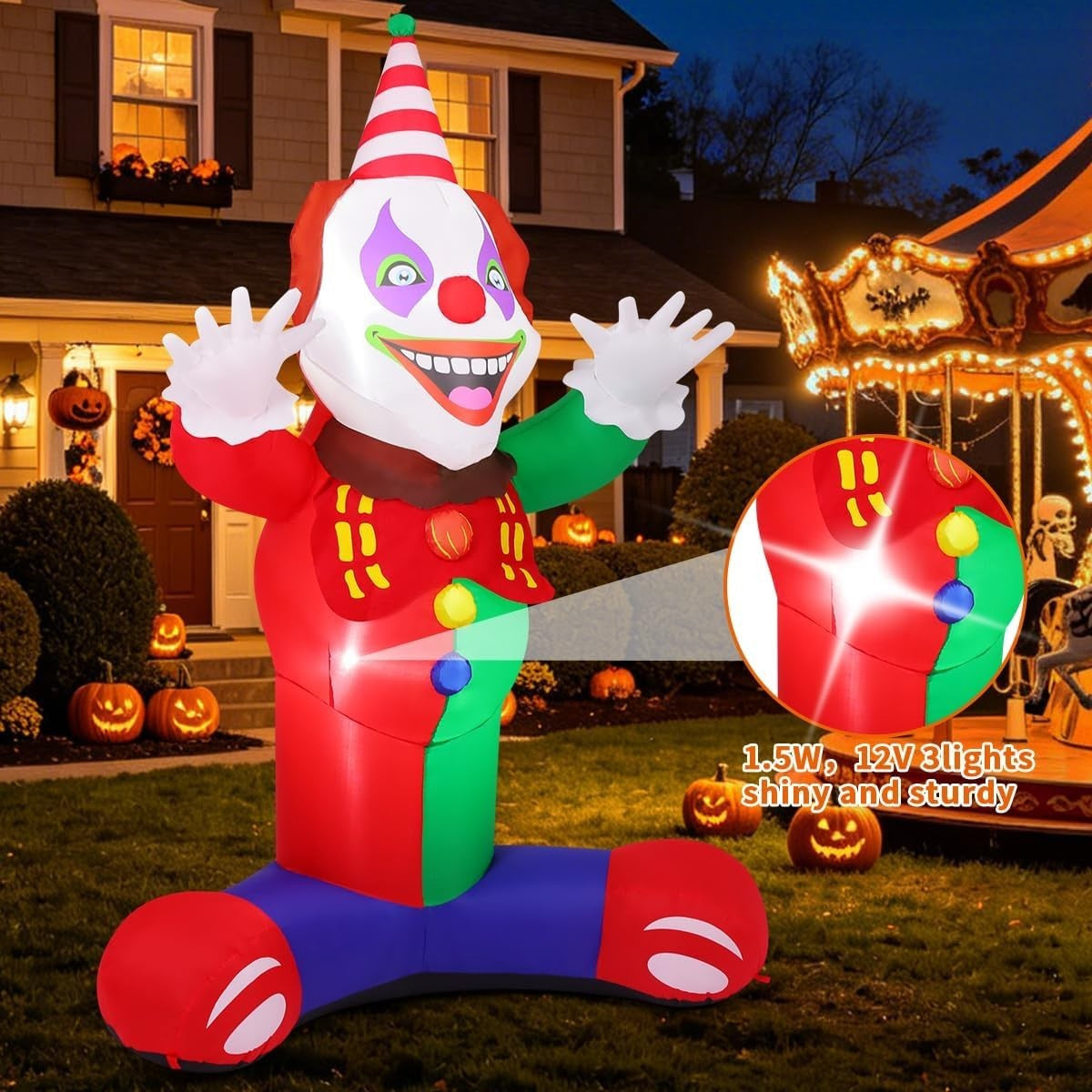 Halloween Inflatables Outdoor Decorations 6.2Ft Clown Blow up Yard Decoratio....