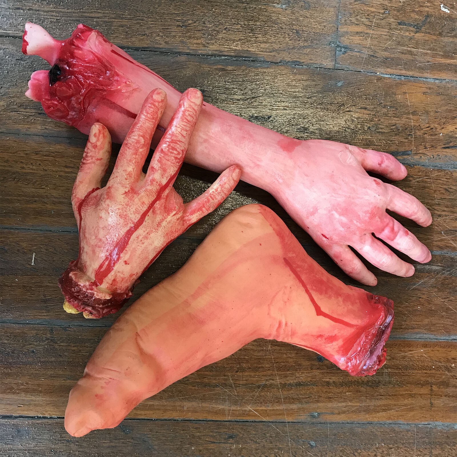6X Halloween Scary Fake Bloody Arm Hand Tricky Foot Prop Horror Home Decoration
