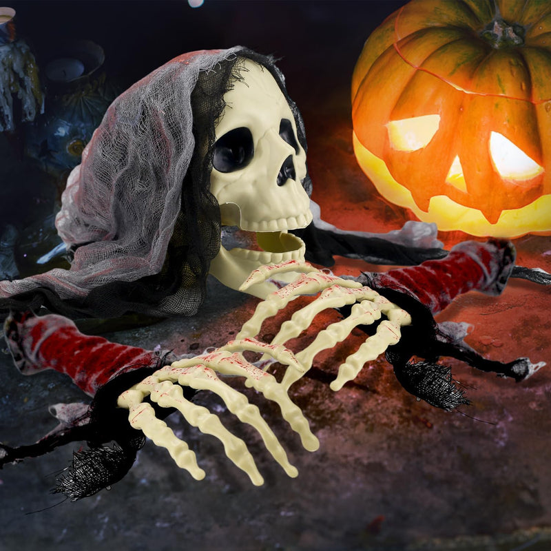Halloween Decorations Outdoor - Realistic Skeleton Decor for Patio, Lawn, Cemetery, Garden - Scary Indoor and Outdoor Exterieur