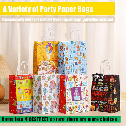 12Pcs Halloween Treat Bags with Handles，Mixtz Halloween Candy Bags for Kid，Goodie Snack Trick or Treating Party Bulk Supplies, 6 Patterns Tote Shopping Bag of 2 Each (12 Bags：Hallowmas 15×21×8Cm)