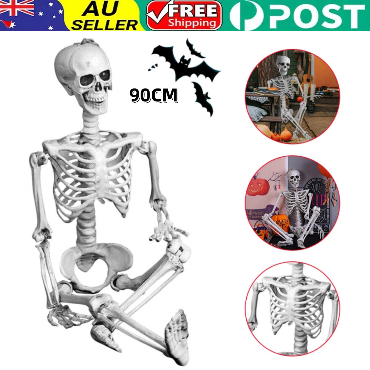 90Cm Halloween Poseable Skeleton Full Life Size Human Skeleton Decoration Props