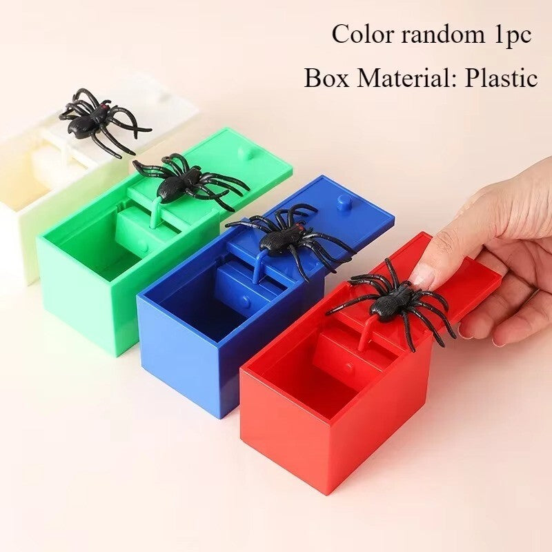 Funny Scare Box Wooden Prank Spider Hidden in a Case Joke Toy Halloween Gift BK