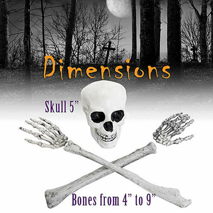 12PCS Halloween Skeleton Body Part Prop Bones Skull Graveyard Outdoor Decoration
