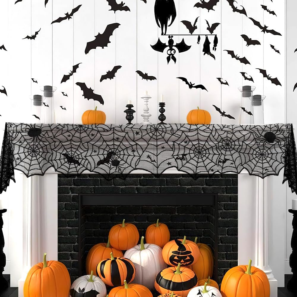 Halloween Table Runner Black Halloween Tablecloth Halloween Decorations Indoor Halloween Decor Lace Halloween Table Cloth Spider Web Halloween Kitchen Decor Halloween Party Dinner Table Decoration
