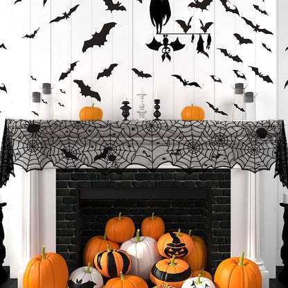 Halloween Table Runner Black Halloween Tablecloth Halloween Decorations Indoor Halloween Decor Lace Halloween Table Cloth Spider Web Halloween Kitchen Decor Halloween Party Dinner Table Decoration
