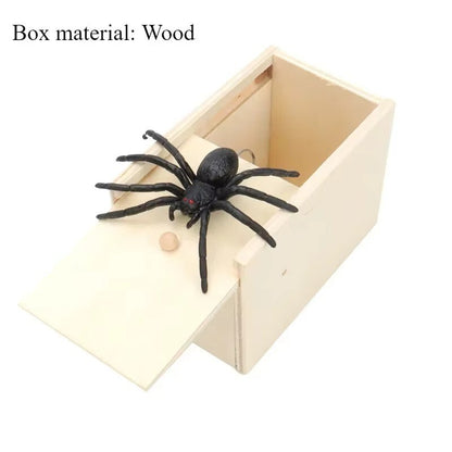 Funny Scare Box Wooden Prank Spider Hidden in a Case Joke Toy Halloween Gift BK