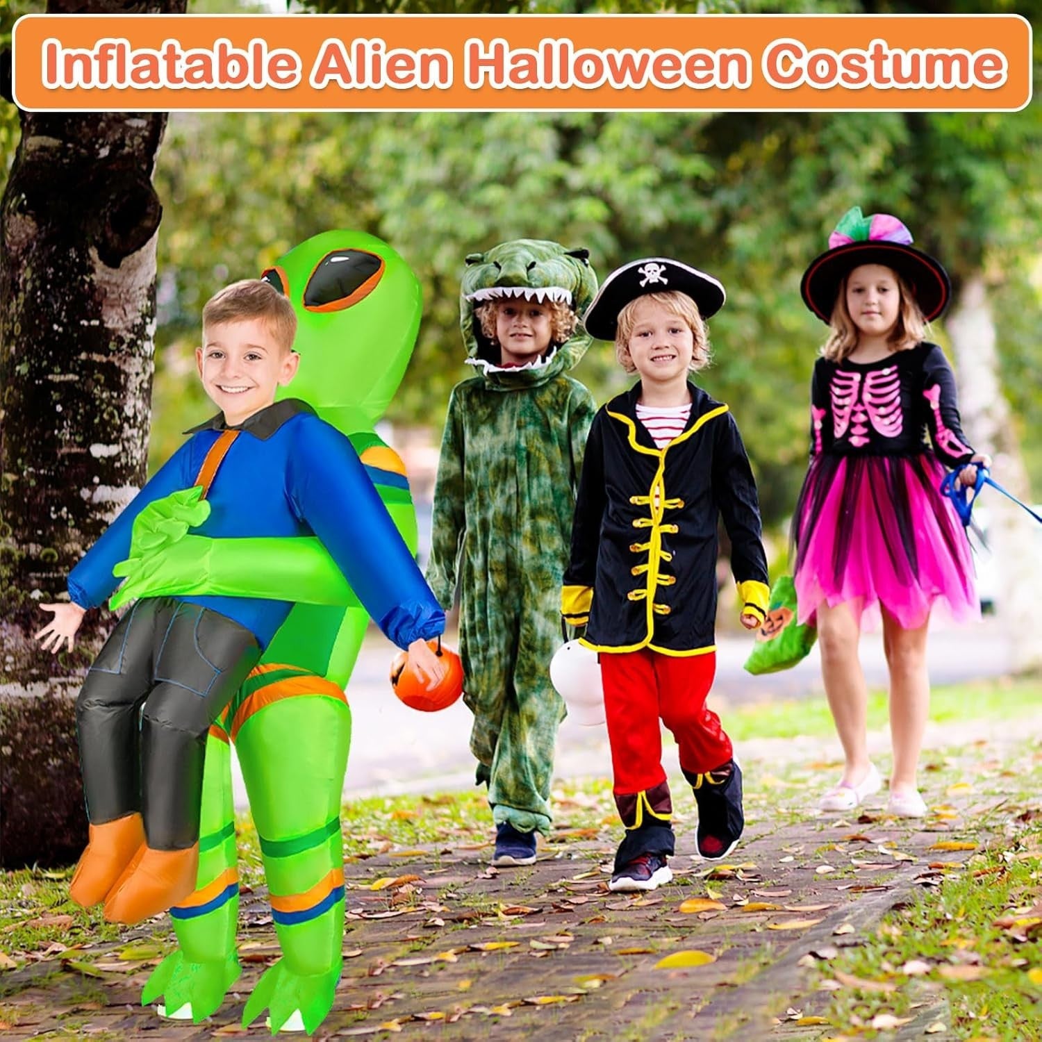 Inflatable Alien Costume for Adult Teenager Kids,Halloween Alien Abduction Blow