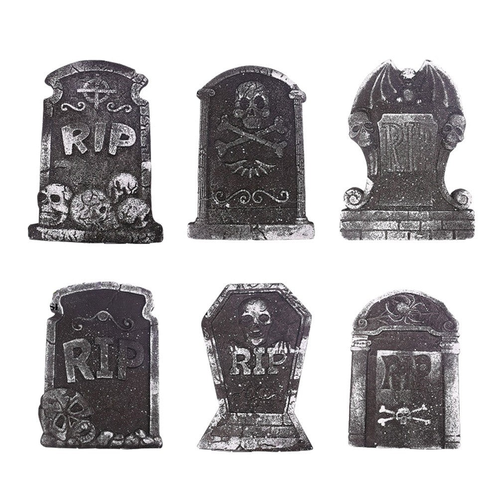 6 PCS Tombstone Decorations Outdoor Halloween Grave for Cemetery Yard Signs