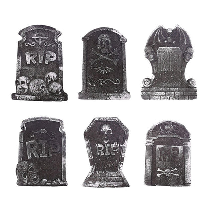 6 PCS Tombstone Decorations Outdoor Halloween Grave for Cemetery Yard Signs