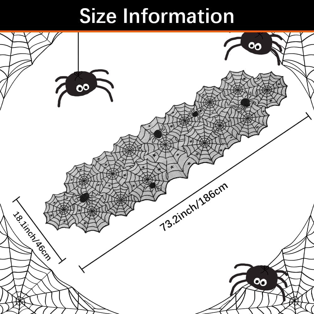 Halloween Table Runner Black Halloween Tablecloth Halloween Decorations Indoor Halloween Decor Lace Halloween Table Cloth Spider Web Halloween Kitchen Decor Halloween Party Dinner Table Decoration