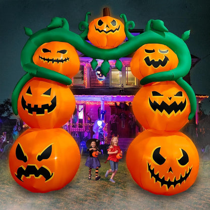 9 Ft Halloween Inflatable Pumpkin Archway Decoration LED Light up Giant Blow Up