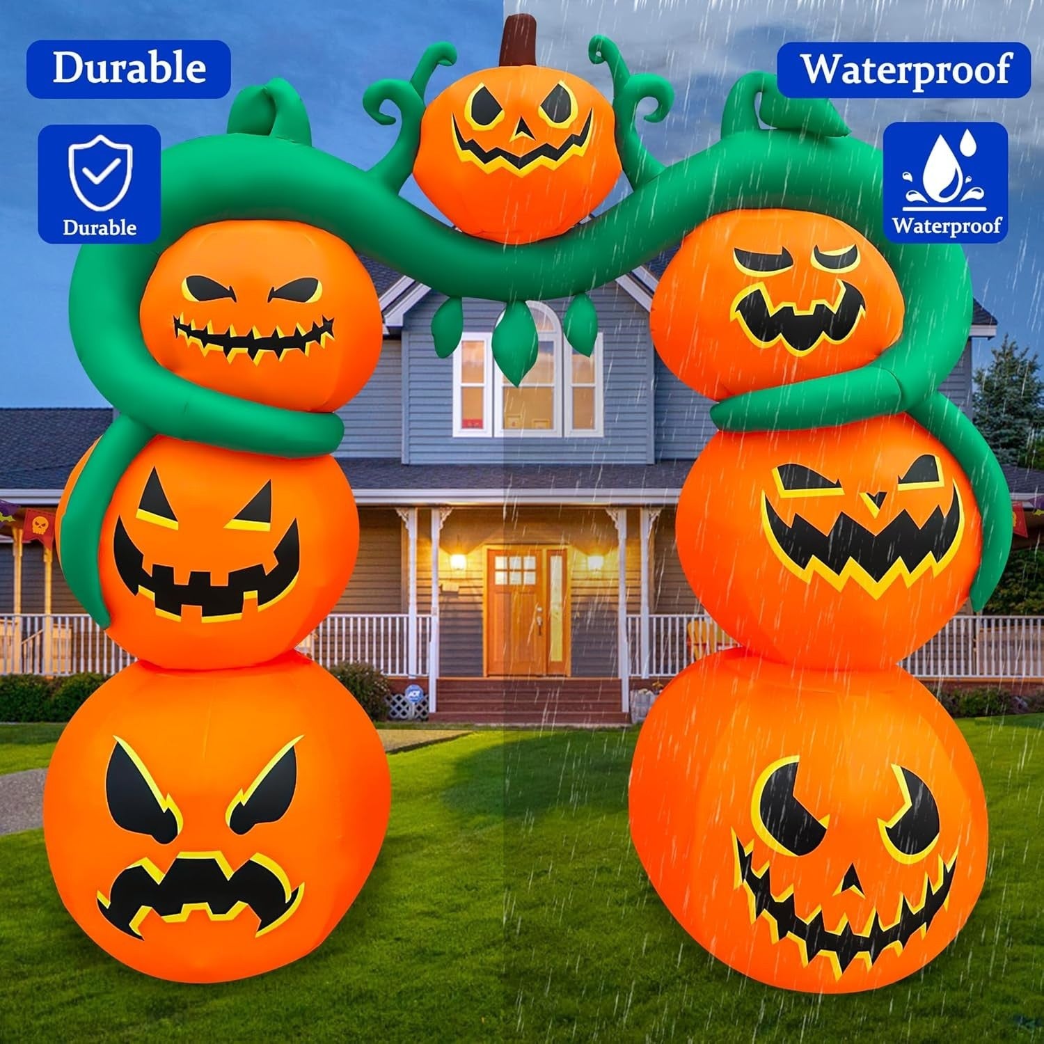 9 Ft Halloween Inflatable Pumpkin Archway Decoration LED Light up Giant Blow Up