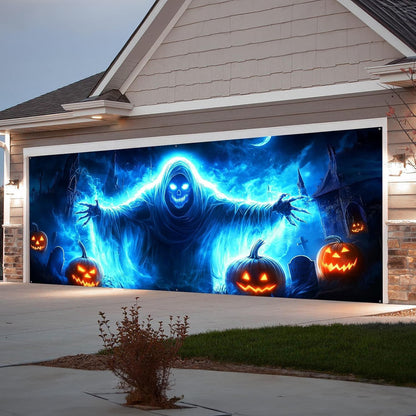 Halloween Garage Door Cover Decorations Large Scary Ghost Party Gate Backdrop AU