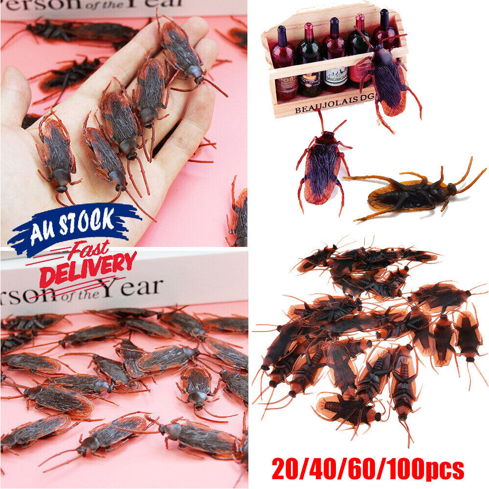 20-100Pc Realistic Bug Trick Prank Toy Fake Cockroaches Plastic Halloween Insect