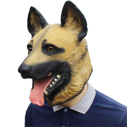 German Shepherd Dog Head Mask Latex Prop Costume Rubber Party Halloween Animal