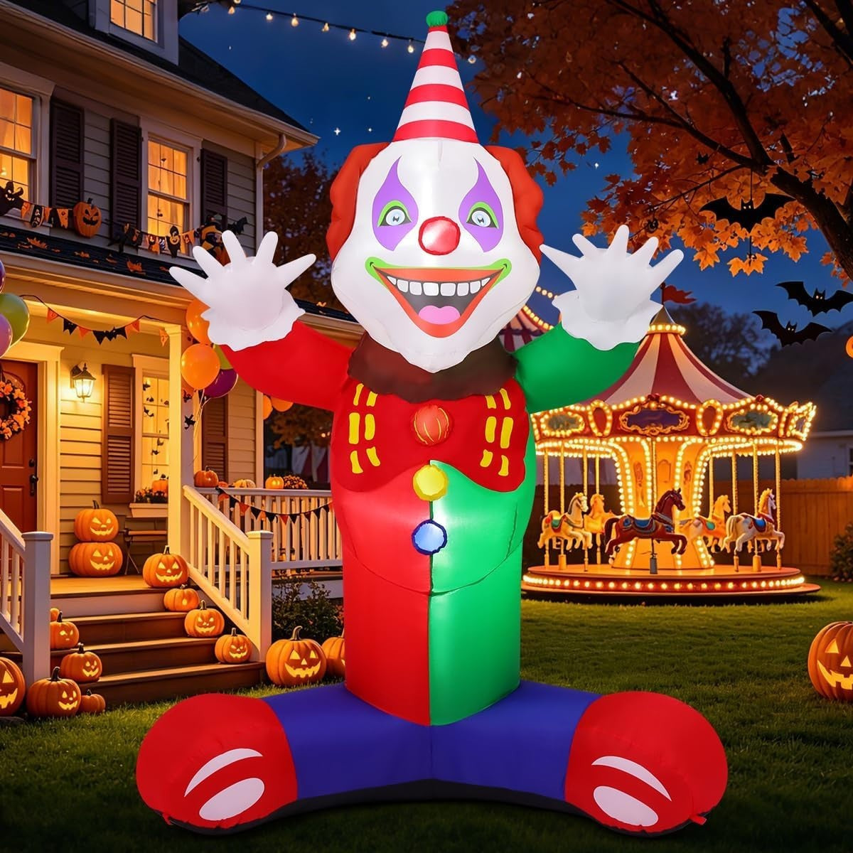 Halloween Inflatables Outdoor Decorations 6.2Ft Clown Blow up Yard Decoratio....
