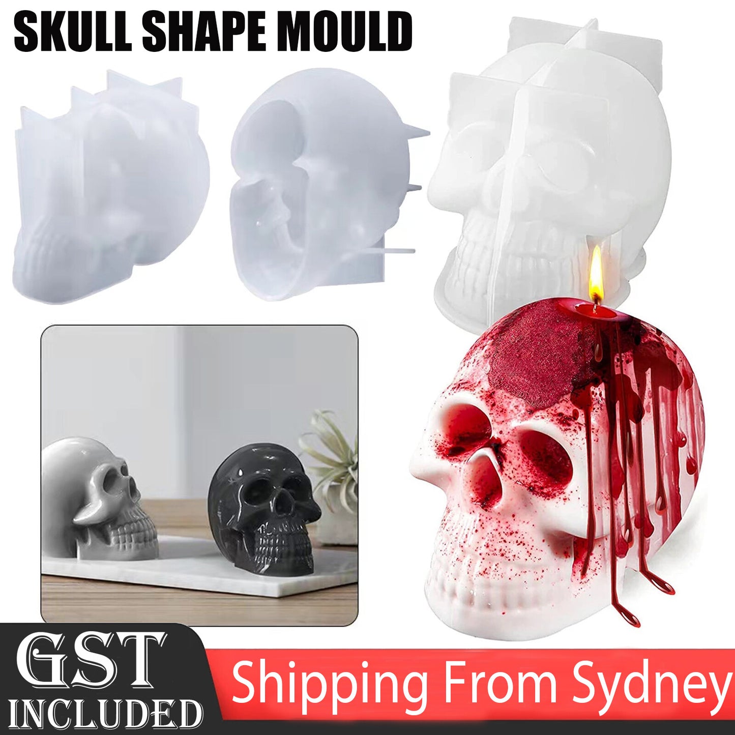 Skull Shape Mould DIY Moulds Candle Making Mold Wax Form Template Craft Tool AUS