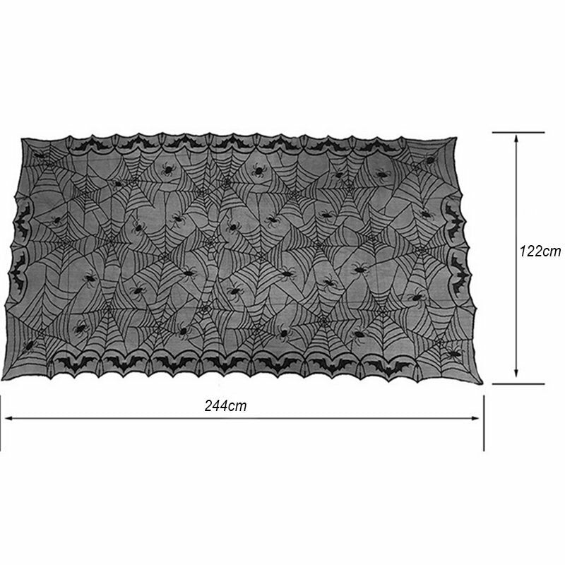 Halloween Tablecloth Black Lace Spider Web Table Cover Rectangle Party Fireplac