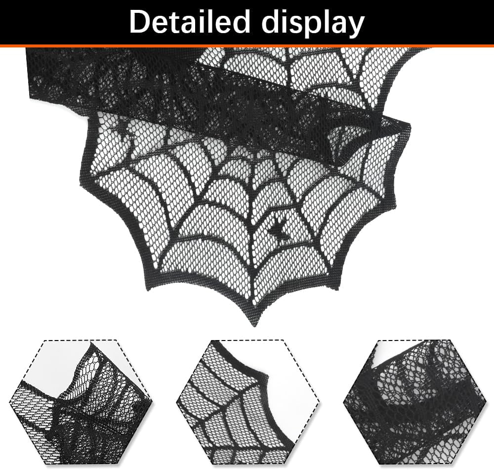 Halloween Table Runner Black Halloween Tablecloth Halloween Decorations Indoor Halloween Decor Lace Halloween Table Cloth Spider Web Halloween Kitchen Decor Halloween Party Dinner Table Decoration