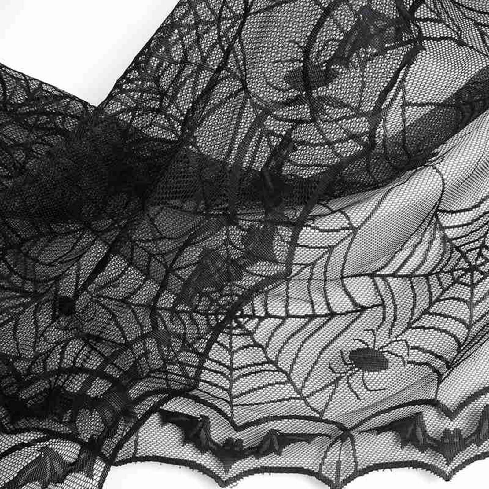 Halloween Tablecloth Black Lace Spider Web Table Cover Rectangle Party Fireplac