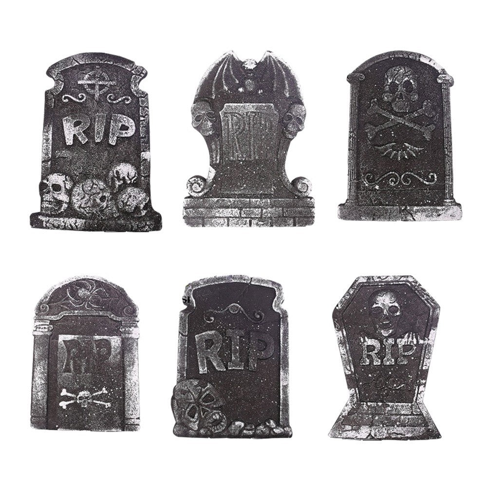 6 PCS Tombstone Decorations Outdoor Halloween Grave for Cemetery Yard Signs