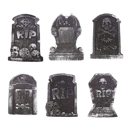 6 PCS Tombstone Decorations Outdoor Halloween Grave for Cemetery Yard Signs