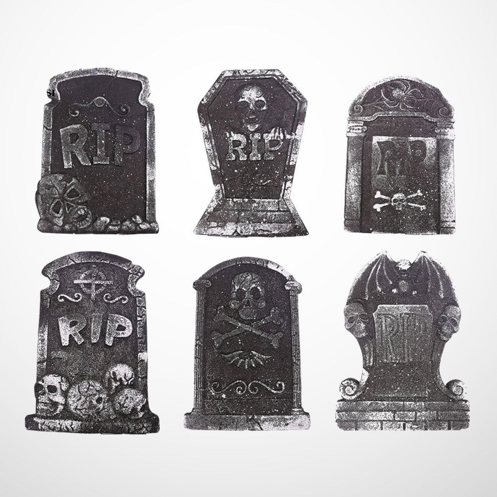 6 PCS Tombstone Decorations Outdoor Halloween Grave for Cemetery Yard Signs