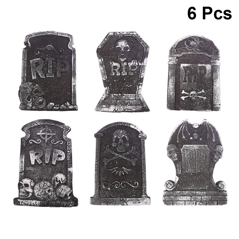 6 PCS Tombstone Decorations Outdoor Halloween Grave for Cemetery Yard Signs
