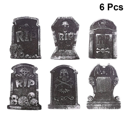 6 PCS Tombstone Decorations Outdoor Halloween Grave for Cemetery Yard Signs