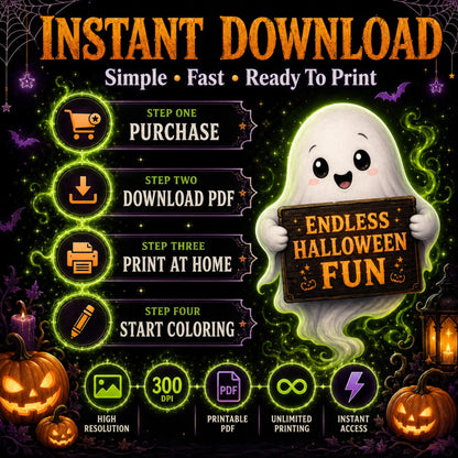 Spooky Coloring Book Bundle for Kids and Adults, 850+ Printable Pages PDF, Cozy Cute Witchy Halloween & Hygge Coloring Books