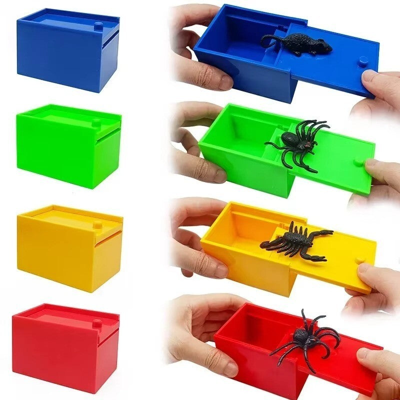 Funny Scare Box Wooden Prank Spider Hidden in a Case Joke Toy Halloween Gift BK